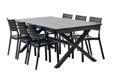 PRE ORDER: DEC. - Keter Barcelona Metaline Extendable Dining Set - Black