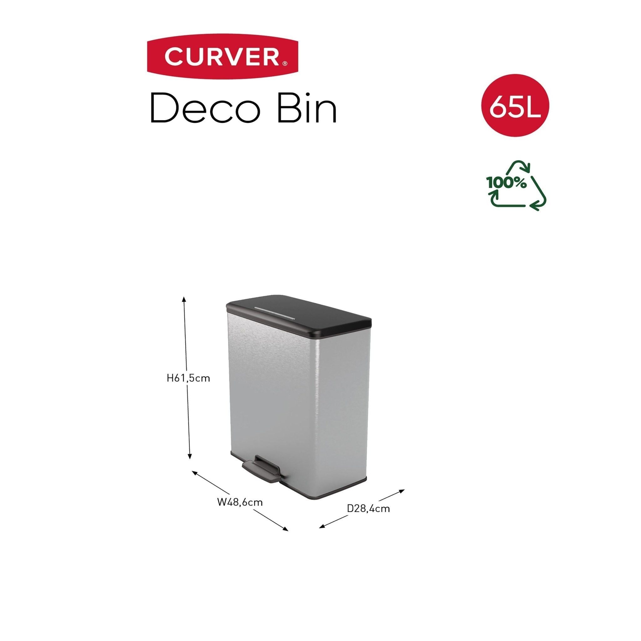 curver deco pedal bin Curver Deco Pedal Bin - 65L