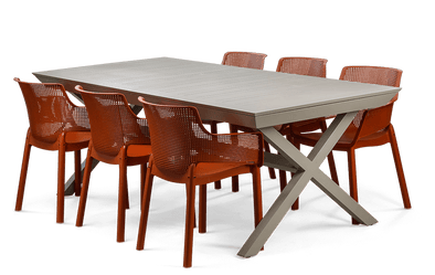 PRE ORDER: DEC. - Keter Barcelona Elisa Extendable Dining Set - Cappuccino / Terracotta