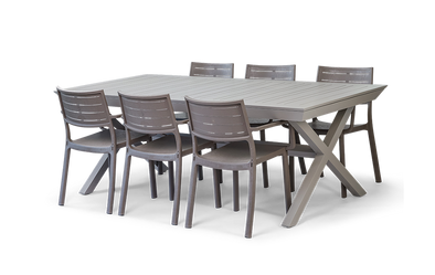 PRE ORDER: DEC. - Keter Barcelona Metaline Extendable Dining Set - Cappuccino