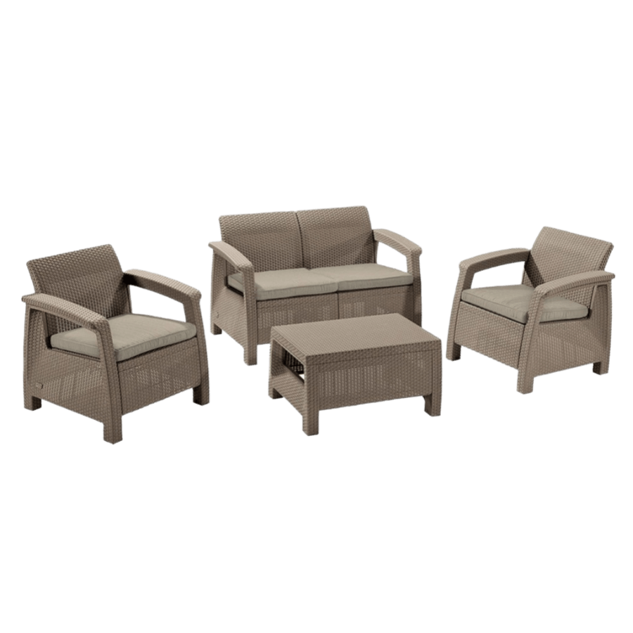 Keter Corfu 4 Seater Lounge Set - Cappuccino – Keter Australia
