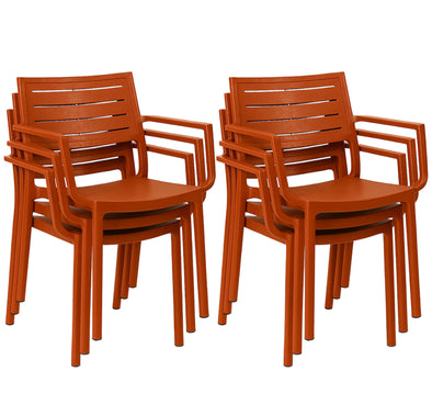 Keter Metaline Metal Look Dining Chair: Terracotta - 6 Pack
