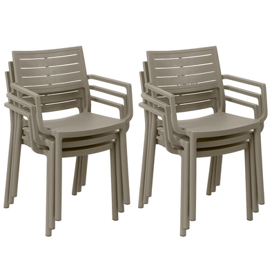 Keter Metaline Metal Look Dining Chair: Cappuccino- 6 Pack