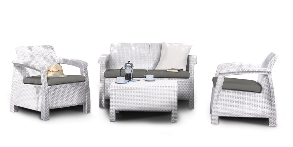 Keter Corfu 4 Seater Storage Lounge Set - White – Keter Australia