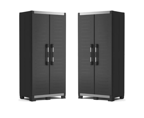 2 x Keter XL Garage Tall Storage Cabinets