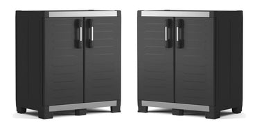 2 x Keter XL Garage Base Storage Cabinets